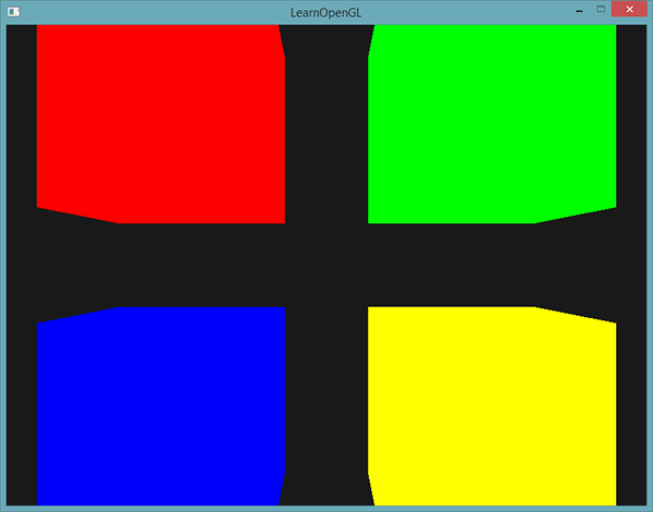 Image de quatre cubes avec leurs variables uniformes définient avec les tampons de variables uniformes d'OpenGL