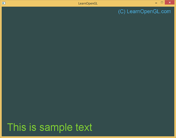 Image d'un rendu de texte avec OpenGL et FreeType.