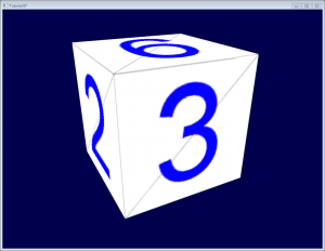 Un cube chargé à partir d'un fichier OBJ